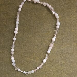 Elegant White and Silver Beaded Necklace